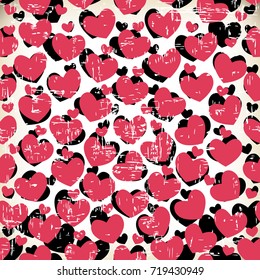 abstract background. Brush strokes and hearts. Can be used in the design of sites, wallpapers, etc.