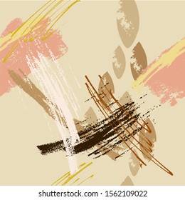Abstract background with brush-drawn decorative stains and pastel colors. Seamless pattern.