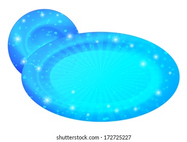 Abstract background, bubble banner, bright blue icon button. Vector eps10, contains transparencies