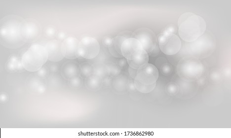 Las burbujas de fondo abstractas se desdibujan.  Burbujas de gris suave para pancartas gráficas. Fondo gris con círculo bokeh suave. Papel tapizado de luz gris oscuro y suave. EPS vectorial.10