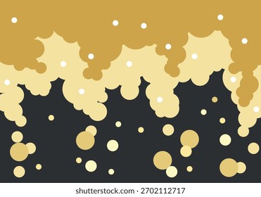 Fundo abstrato com bolhas e espuma em tons de ouro e cinza escuro