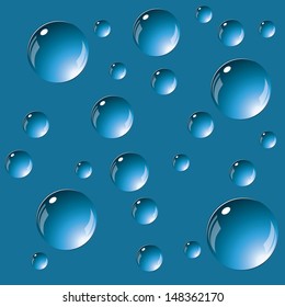 Abstract background with bubbles in the layer of water. Vector.