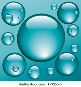 Abstract background with bubbles in the layer of water. Vector.