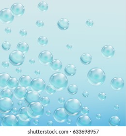 Abstract background with bubbles of the water.  Iridescent soap bubbles with reflex and reflection, realistic vector effect 10 EPS. 