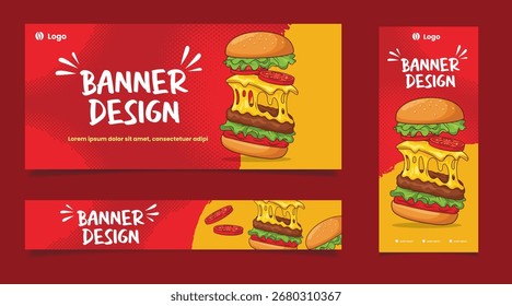 banner de design de modelo de hambúrguer de fundo abstrato