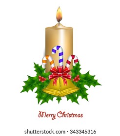 Abstract background with a burning candle, christmas decoration