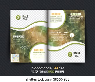 Abstract Background and Business Bi-Fold Brochure Design. Corporate Leaflet, Cover Template