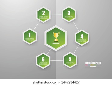 Abstract background Business infographic template the concept icon 6 steps. Step up and overcome obstacle concept Info graphic Element / icon / Symbol  textured,paper craft  and illustration.