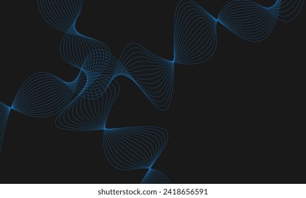Abstrakter Hintergrund mit Geschäftslinien auf schwarzem Hintergrund. Dunkler abstrakter Hintergrund mit dynamischen Linien. Konzept der digitalen Zukunftstechnologie. Vektorgrafik.