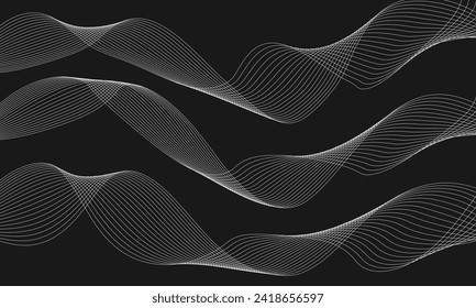 Abstract background with business lines on black background. Dark abstract background with dynamic lines. Digital future technology concept. vector illustration.