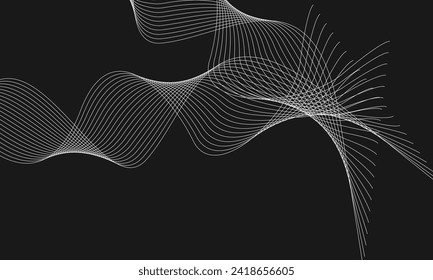 Abstract background with business lines on black background. Dark abstract background with dynamic lines. Digital future technology concept. vector illustration.