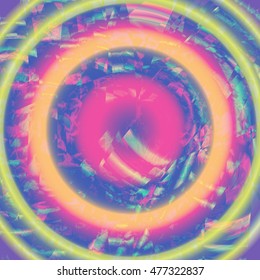  Abstract  Background for Business Presentations. Illusion of colorful radial effect.  Colorful shining circle tunnel vector background. Glitches. The closure of the TV screen. Fantasy. Vector.
