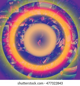  Abstract  Background for Business Presentations. Illusion of colorful radial effect.  Colorful shining circle tunnel vector background. Glitches. The closure of the TV screen. Fantasy. Vector.
