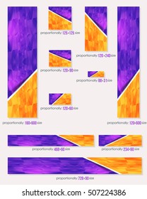 Abstract Background, Business Standard 10 Sizes Website Banners Template Big Set. Advertisement Polygonal Illustration. Geometric Frames Banner Collection
