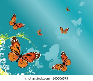 Abstract background with butterflies