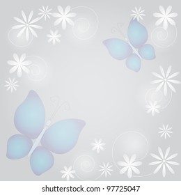 Abstract background with butterflies and flowers