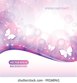 abstract background with butterflies and stars, vector illustration