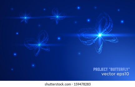 Abstract background. Butterflies. Vector eps10