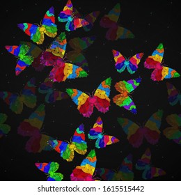 Abstract background with butterfly of colorful triangles, polygonal geometric structure. Vector design
