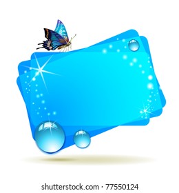 Abstract background with butterfly and drops,  isolated on white