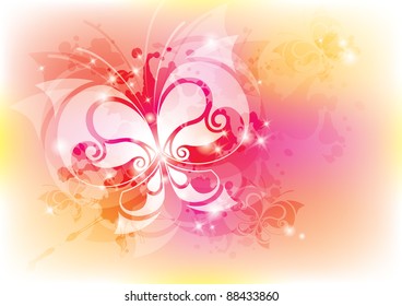 abstract background with butterfly, vector