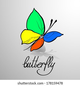 Abstract background with butterfly. Vector illustration.