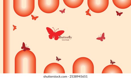 Abstract background with butterfly vectors pattern with retro style