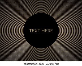 Abstract background by circles lines round frame gold color on black background with empty space for your text. For luxury background, banner , New Year or Christmas 