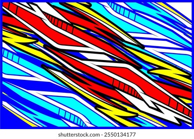 Abstract background car sticker wrap vector design, car sticker with unique line pattern and bright color combination