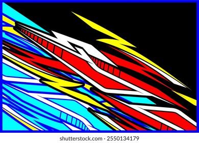 Abstract background car sticker wrap vector design, car sticker with unique line pattern and bright color combination