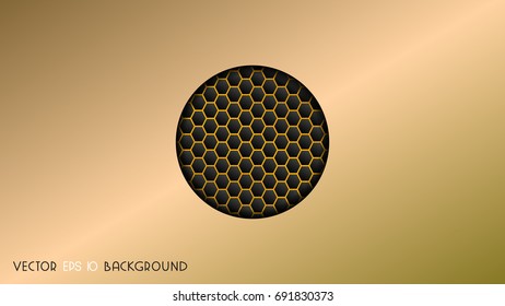 Abstract background with carbon and metal materials, gold vector illustration.