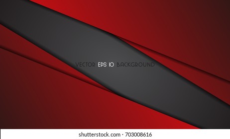 Abstract background with carbon and metal materials, red vector illustration.