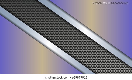Abstract background with carbon and metal silver materials, blue vector illustration.