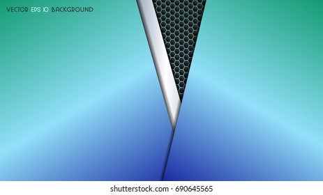 Abstract background with carbon and metal silver materials, blue vector illustration.