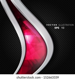 Abstract background with carbon texture and geometric elements
