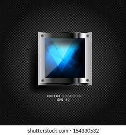 Abstract background with carbon texture and geometric elements