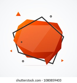 Abstract Background Card Advertising Design with Geometric Origami Red Bubble Speech. Vector illustration of Trendy Layout Template for Business Ad