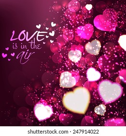 Abstract background card with hearts. Can be used for wallpaper, decoration, banner, advertising. Vector