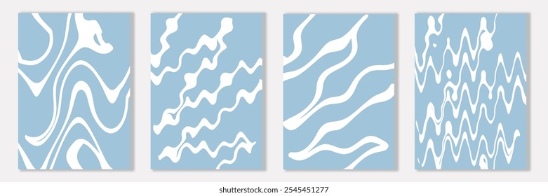 Abstract background card set. Blue and white design bundle. Vector illustration for banner, poster.