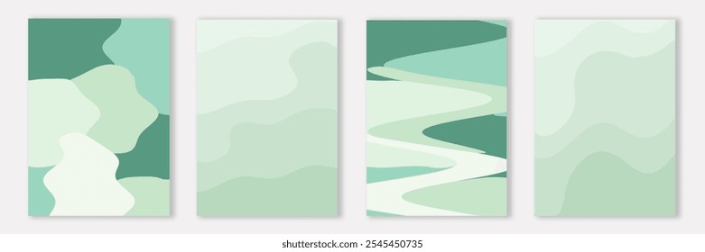 Abstract background card set. Green design bundle. Vector illustration for banner, poster.