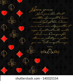Abstract background with card suits for design. Vector illustration.