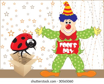  abstract background, cardboard box with bug and joker illustration, vector wallpaper