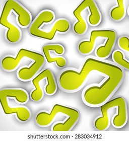 Abstract background with cartoon music notes. Vector illustration.