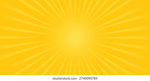 abstract background cartoon pop art sunburst yellow orange background vector. copy space concept.