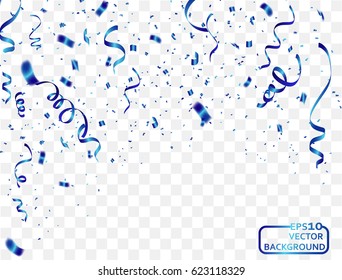 Abstract background celebration blue with many falling tiny confetti pieces. vector background