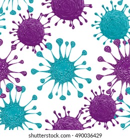 Abstract background with cells of virus and microbe. Vector illustration