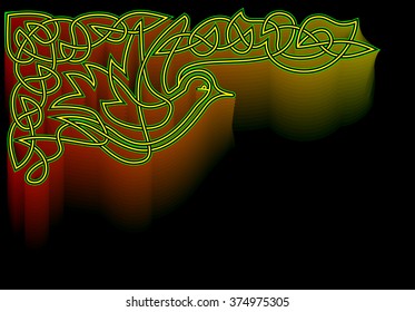 Abstract background with Celtic ornament on a black background, vector image.