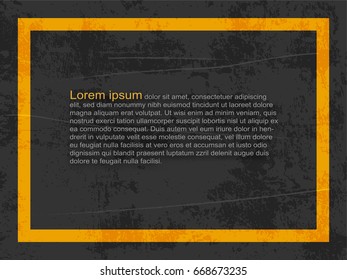 Abstract background, cement and concrete texture wallpaper with orange square border. Vector illustration design for website template with copy space.
