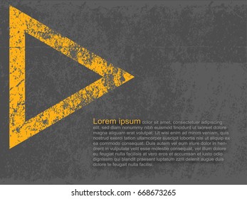 Abstract background, cement and concrete texture wallpaper with orange triangle. Vector illustration design for website template with copy space.