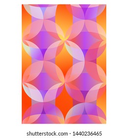 Abstract background. Chains of orange ovals and pink transparent circles. Round shapes, purple and violet gradient colors. Vector template for banners, poster, brochures, flyers